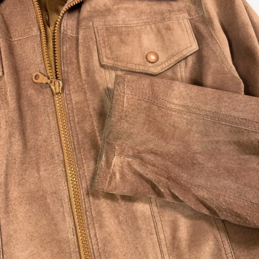 Express Bleus Vintage 90's Mauve Brown Suede Trucker's Jacket